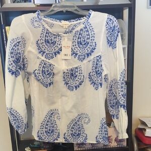 Lucky Brand Blue and White Paisley Blouse